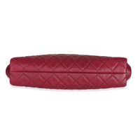 Dark Pink Quilted Caviar CC Timeless Frame Clutch