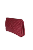 Dark Pink Quilted Caviar CC Timeless Frame Clutch