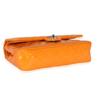 Orange Quilted Patent Medium Classic Double Flap Bag