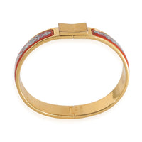Vintage Red Enamel Gold Loquet Narrow Bracelet