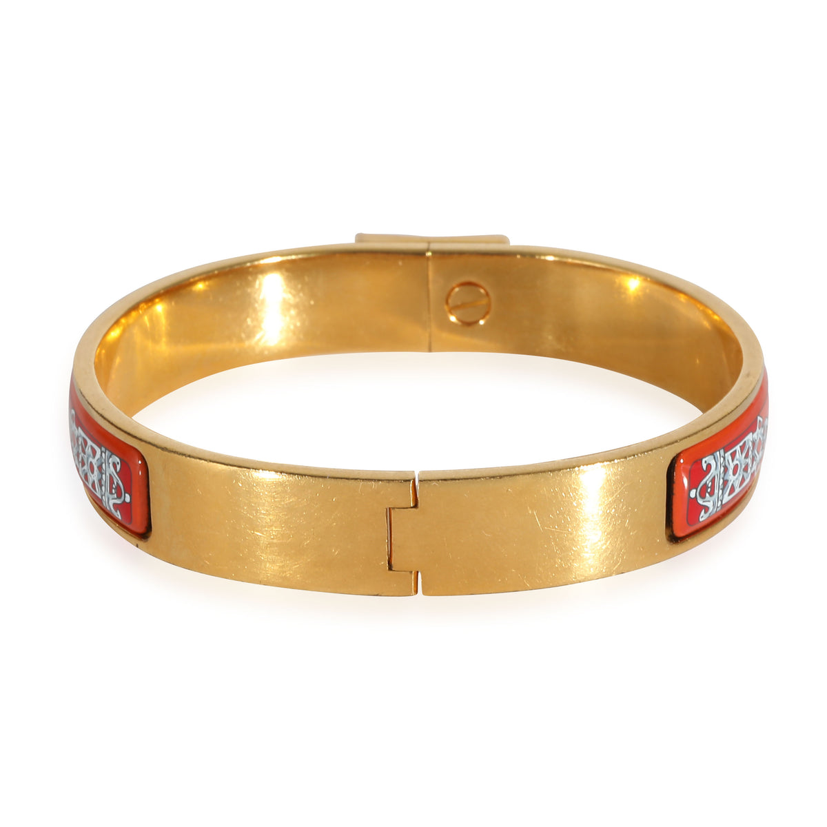 Vintage Red Enamel Gold Loquet Narrow Bracelet
