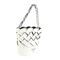 White Vitello Intrecciato Tress Bucket Bag