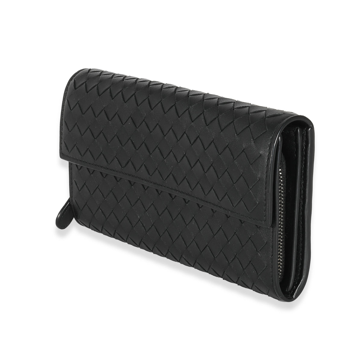 Black Intrecciato Continental Wallet