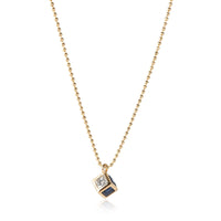 Sapphire & Diamond Cube Pendant in 18K Yellow Gold