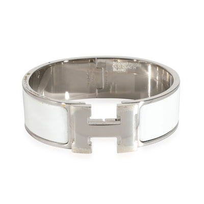 Hermès Blanc Enamel Palladium Clic Clac H Bracelet