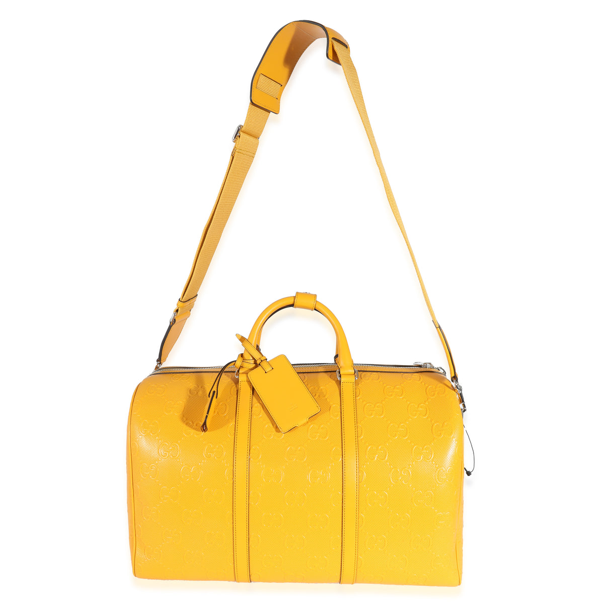 Yellow Embossed Perforated Calfskin GG Convertible Duffle