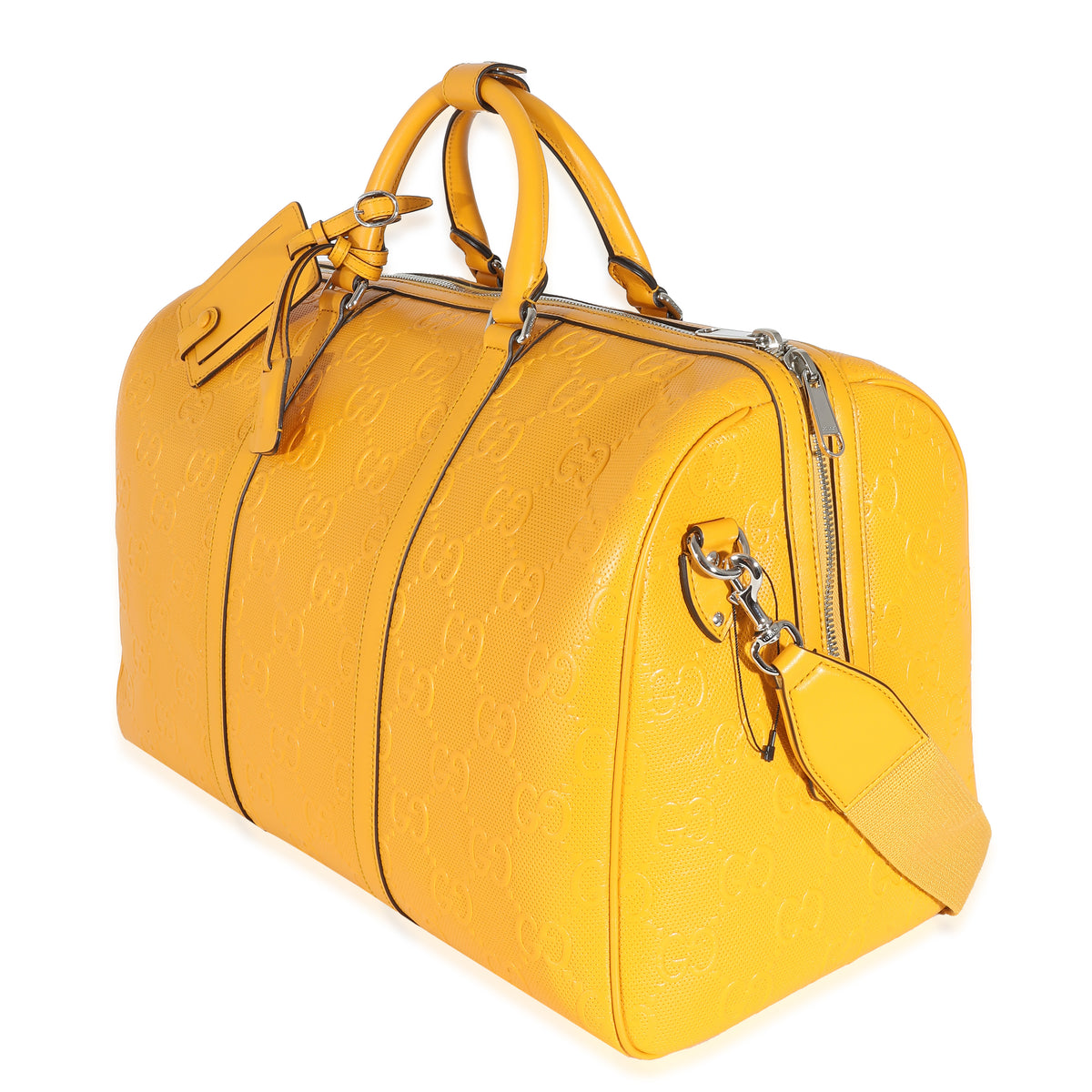 Yellow Embossed Perforated Calfskin GG Convertible Duffle