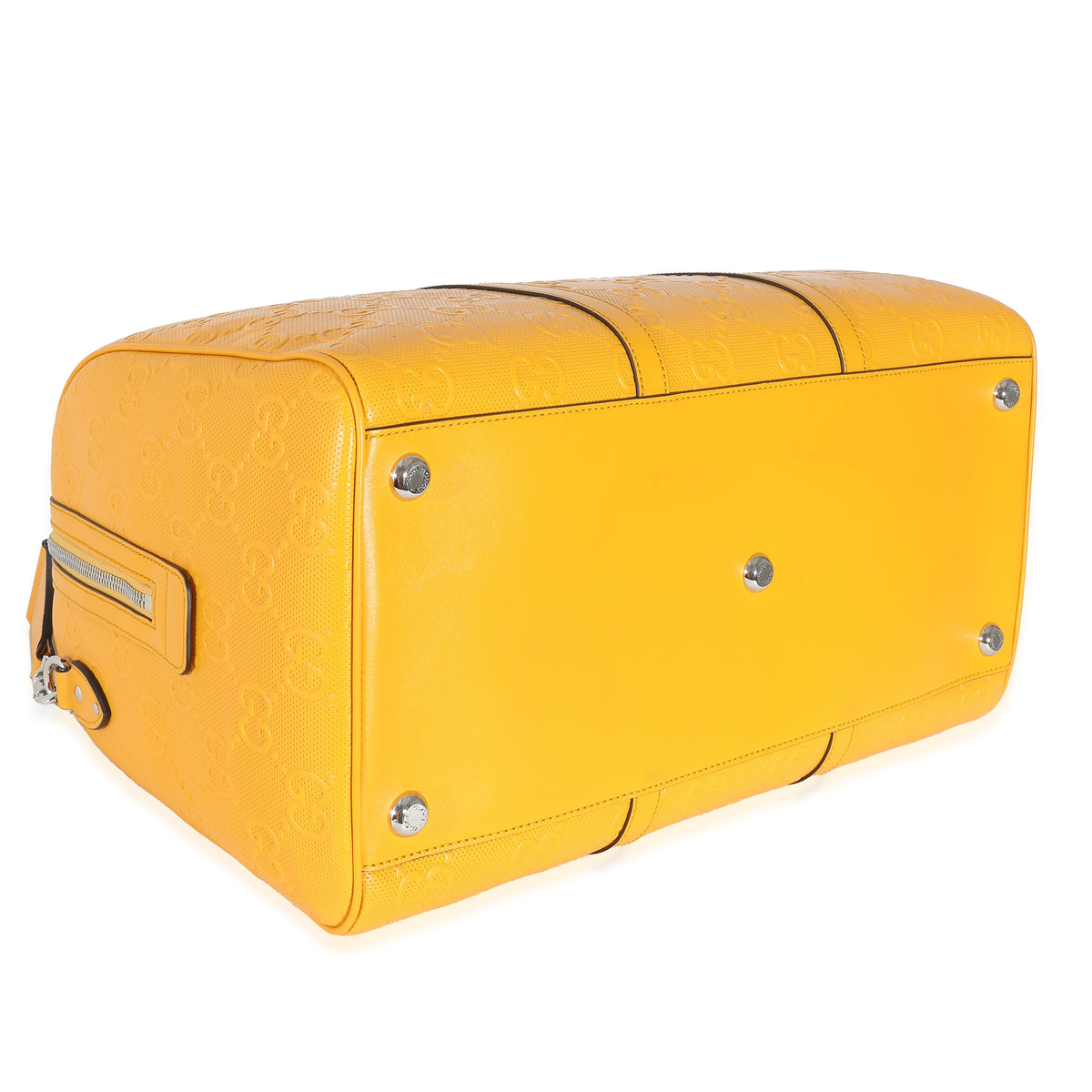 Yellow Embossed Perforated Calfskin GG Convertible Duffle