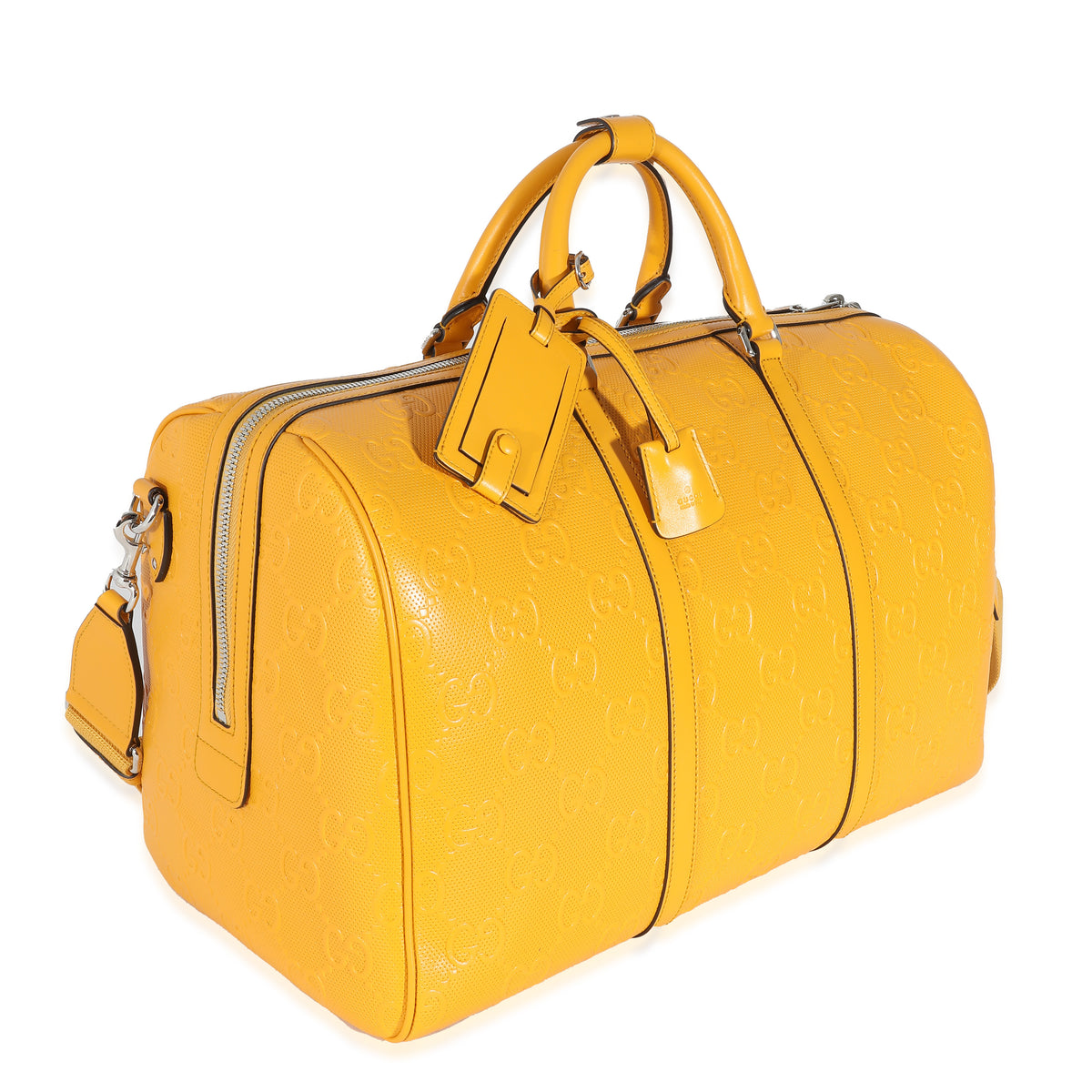 Yellow Embossed Perforated Calfskin GG Convertible Duffle