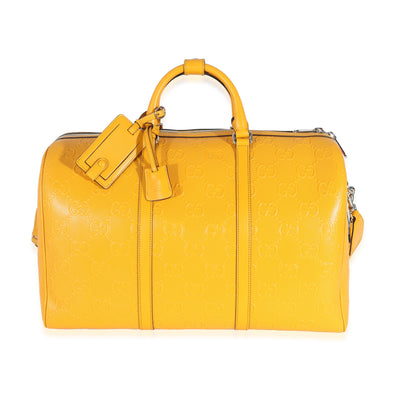 Yellow Embossed Perforated Calfskin GG Convertible Duffle