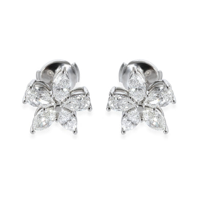 Victoria Mixed Cluster Diamond Earrings in Platinum 1.77 CTW