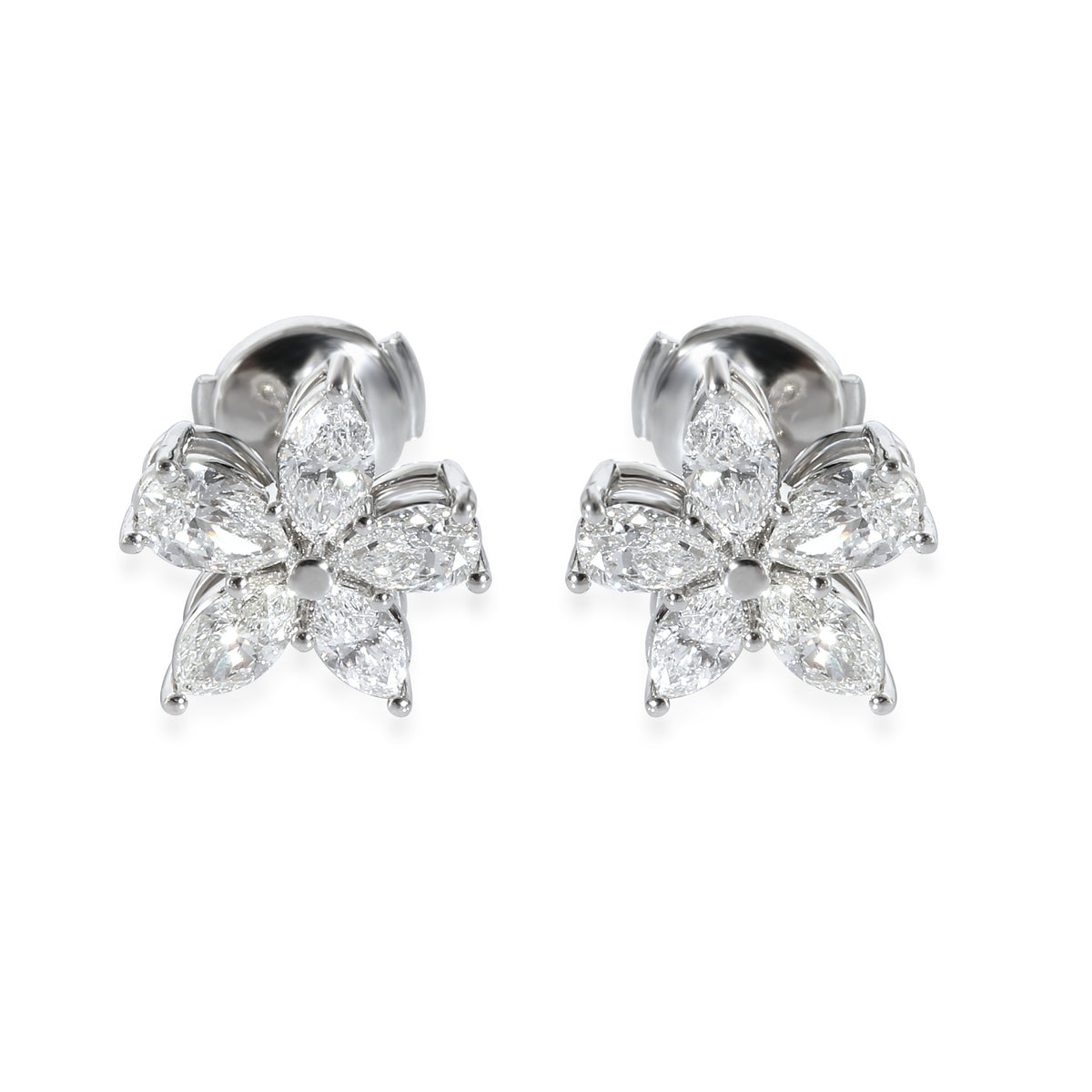 Victoria Mixed Cluster Diamond Earrings in Platinum 1.77 CTW