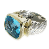David Yurman Noblesse Blue Topaz Ring in Yellow Gold/Sterling Silver