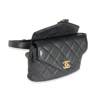 Black Quilted Calfskin Carry With Chic Flap Waist Bag