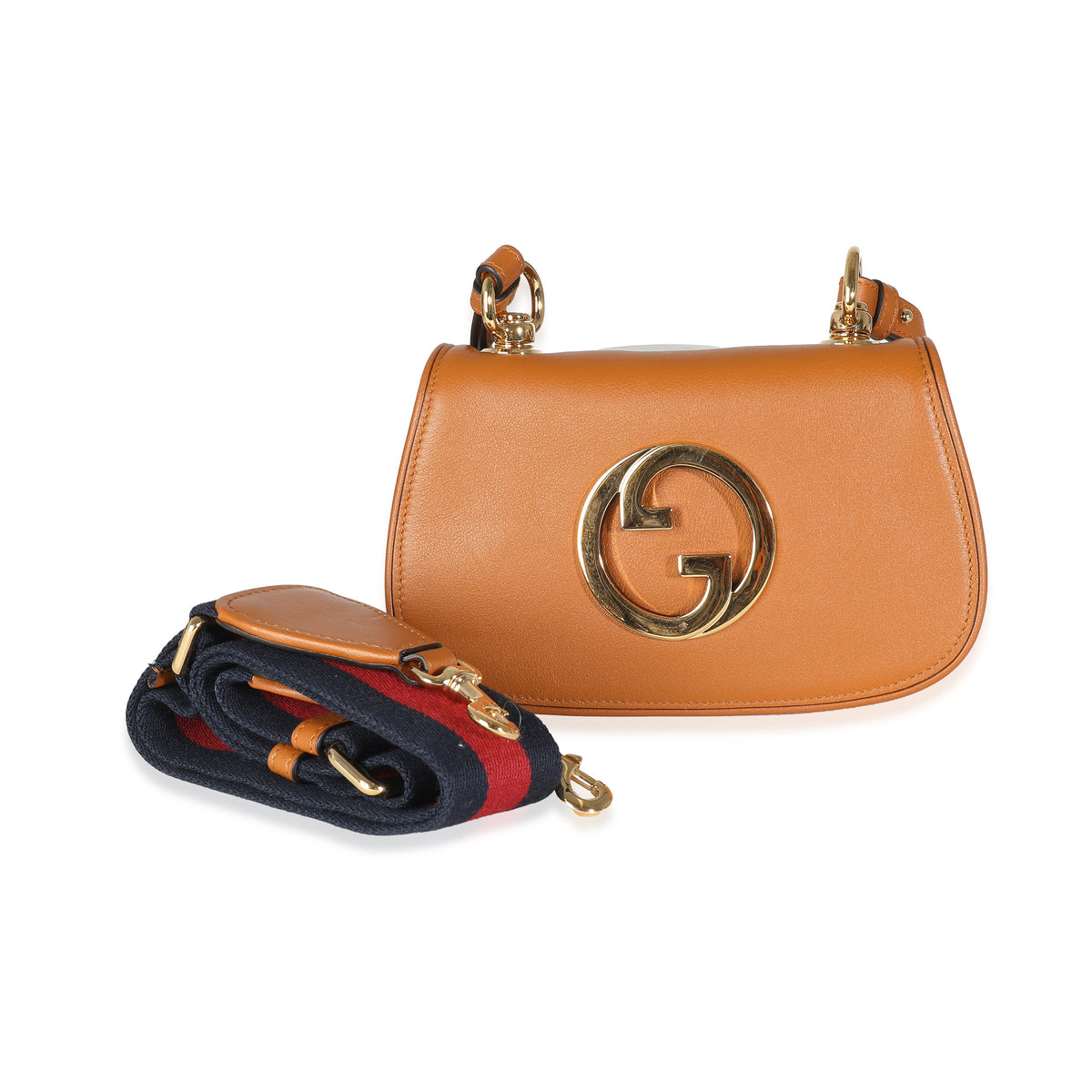 Brown Calfskin Web Mini Blondie Bag