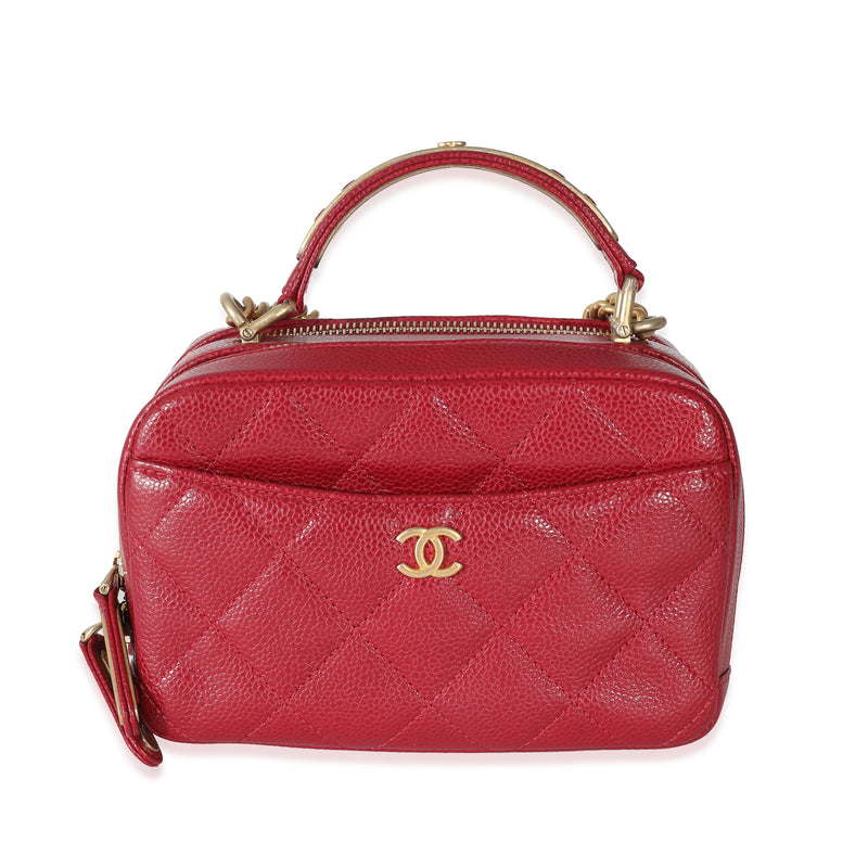 Red Quilted Caviar Carry Around Mini Bowling Bag