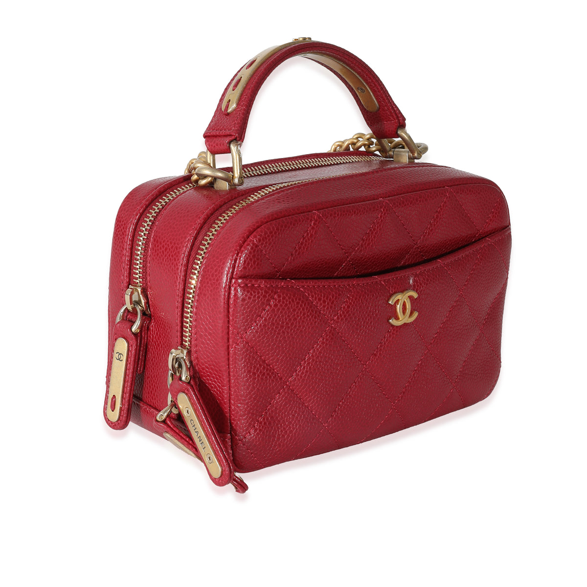 Red Quilted Caviar Carry Around Mini Bowling Bag