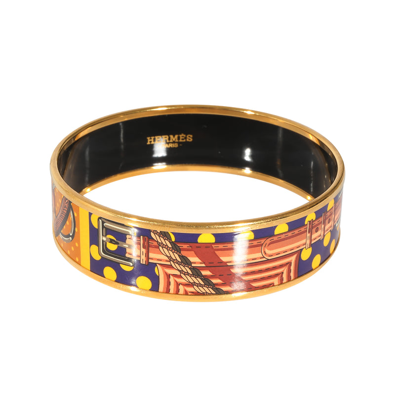 Hermès Clic Clac A Pois Enamel Gold Bracelet 62
