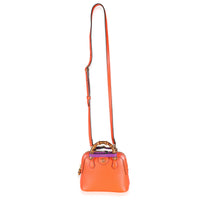 Orange Textured Dollar Calfskin Mini Diana Dome Tote