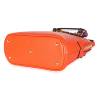 Orange Textured Dollar Calfskin Mini Diana Dome Tote