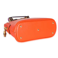 Orange Textured Dollar Calfskin Mini Diana Dome Tote