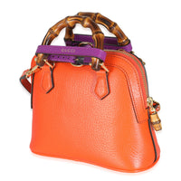 Orange Textured Dollar Calfskin Mini Diana Dome Tote