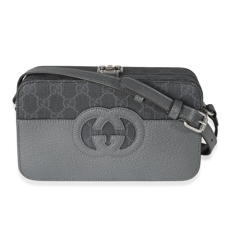Grey Calfskin GG Supreme Interlocking G Messenger