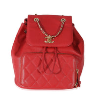 Chanel Red Quilted Caviar Business Affinity Backpack