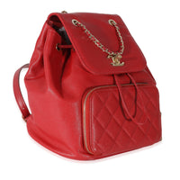 Chanel Red Quilted Caviar Business Affinity Backpack