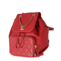 Chanel Red Quilted Caviar Business Affinity Backpack