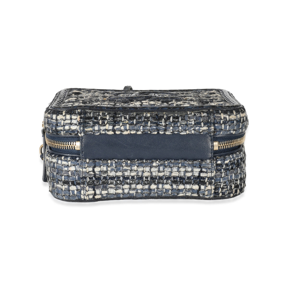 Navy Tweed Snakeskin Small CC Filigree Vanity Case