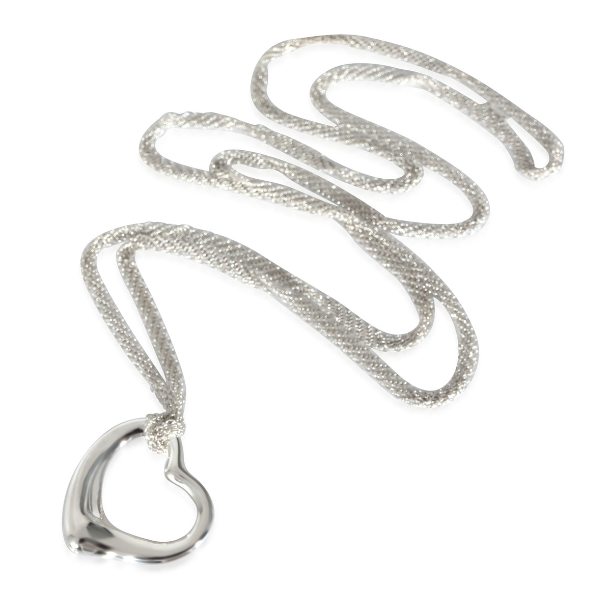 Elsa Peretti 36mm Open Heart Pendant On Mesh Chain Sterling Silver