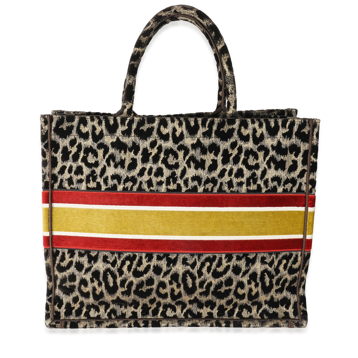 Brown Velvet Mizza Leopard Large Book Tote