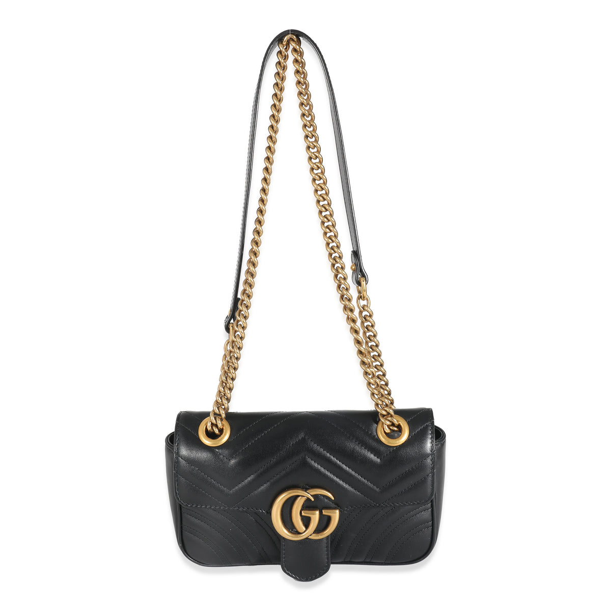 Gucci Black Matelassé Leather Mini GG Marmont Bag