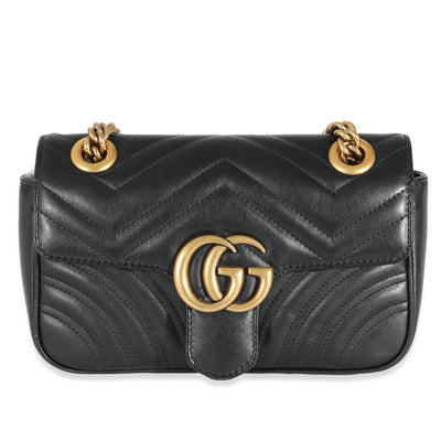 Gucci Black Matelassé Leather Mini GG Marmont Bag