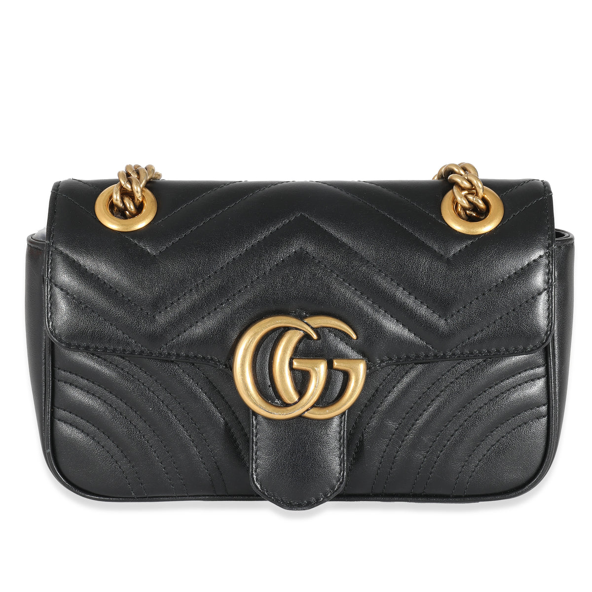 Gucci Black Matelassé Leather Mini GG Marmont Bag