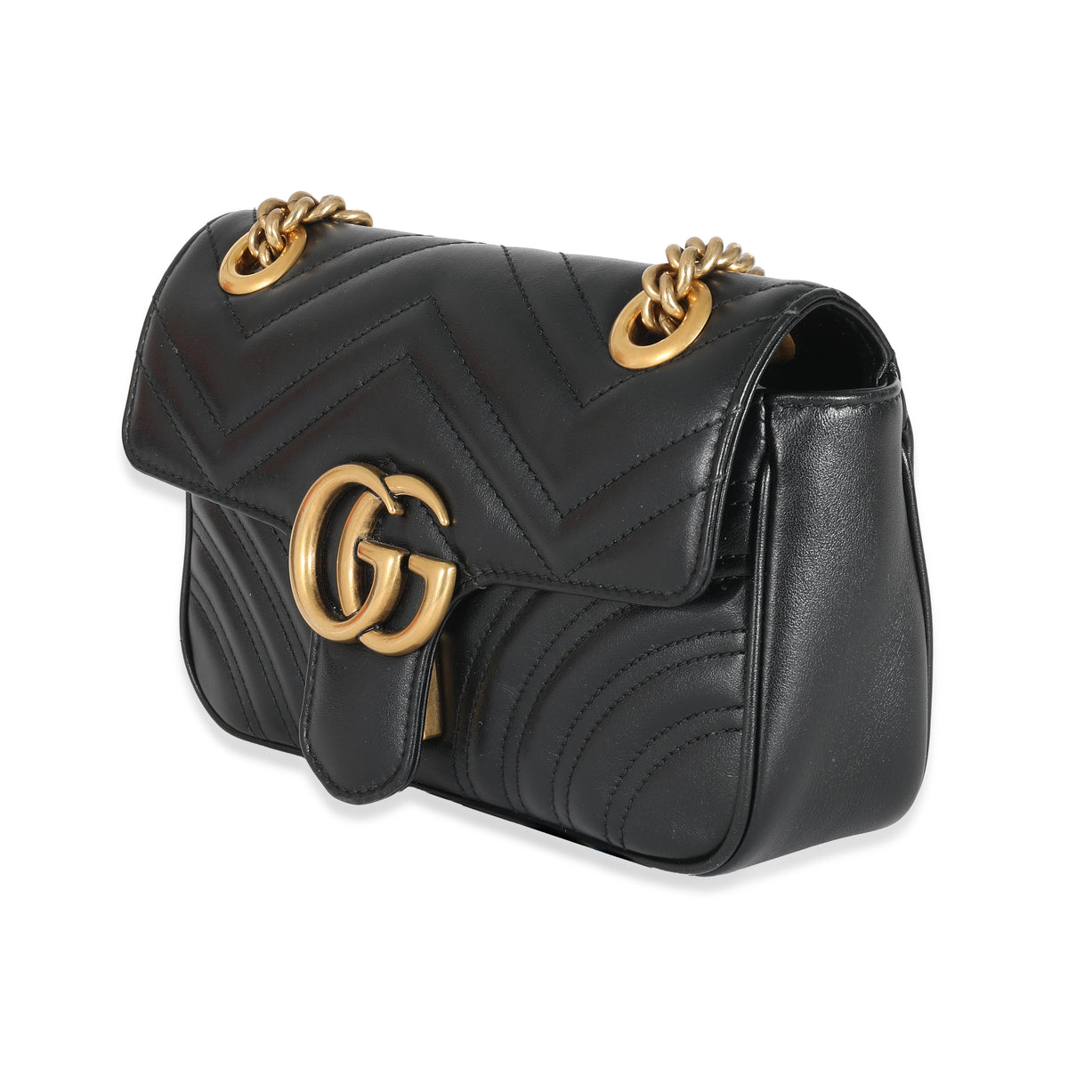 Gucci Black Matelassé Leather Mini GG Marmont Bag