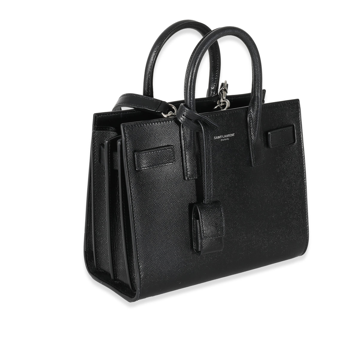 Black Grained Leather Nano Sac De Jour