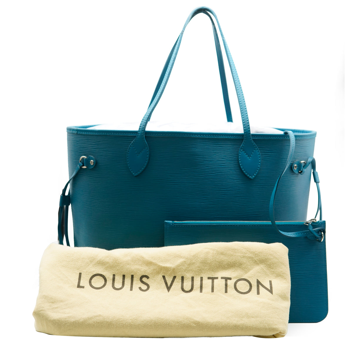 Louis Vuitton Cyan Blue Epi Neverfull MM