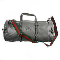 Grey Leather Tonal Double GG Large Duffle