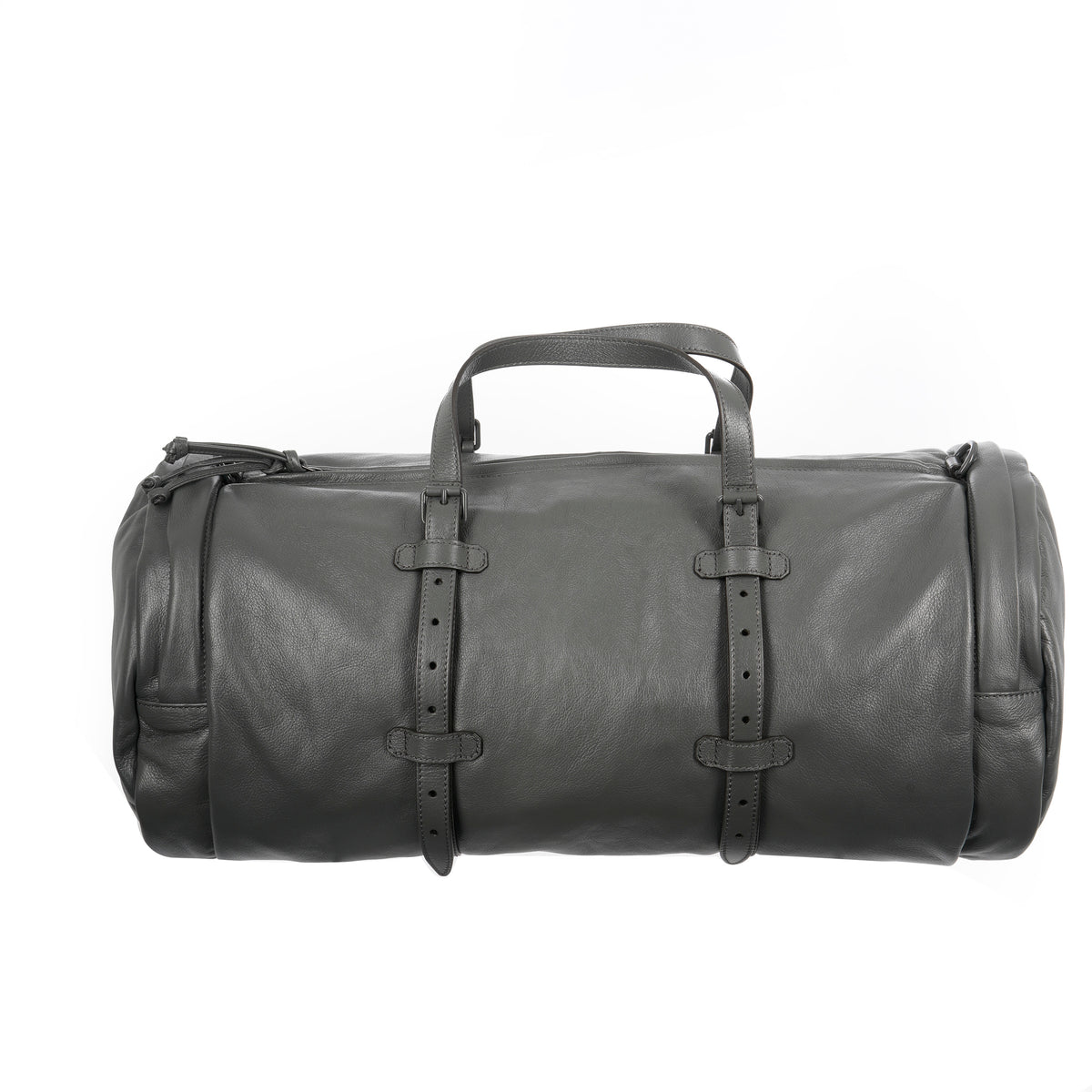 Grey Leather Tonal Double GG Large Duffle