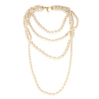 Gold Tone Vintage 4 Strand Faux Pearl Necklace 1995