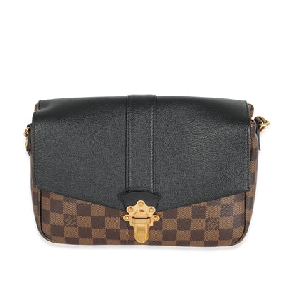 Black Leather Damier Ebene Canvas Clapton PM