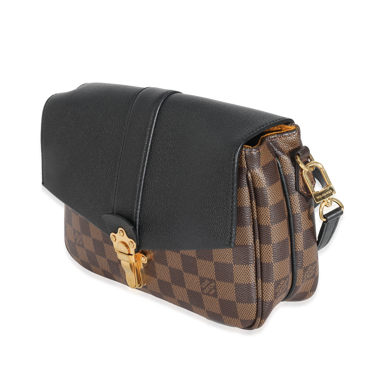 Black Leather Damier Ebene Canvas Clapton PM