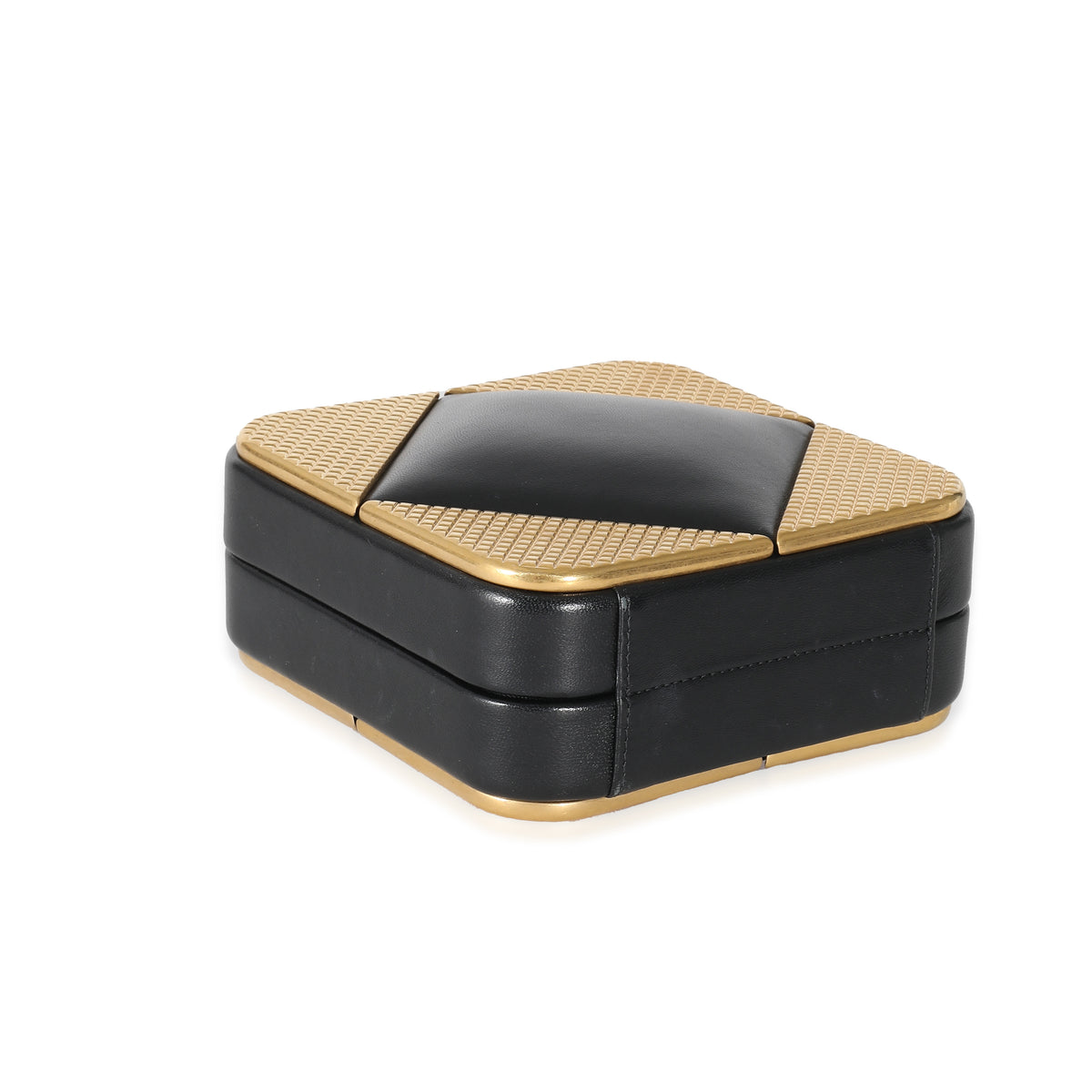 Chanel Black Lambskin Gold Metal Square CC Clutch Handbag av