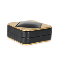 Black Lambskin Gold Metal Square CC Clutch