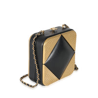 Black Lambskin Gold Metal Square CC Clutch