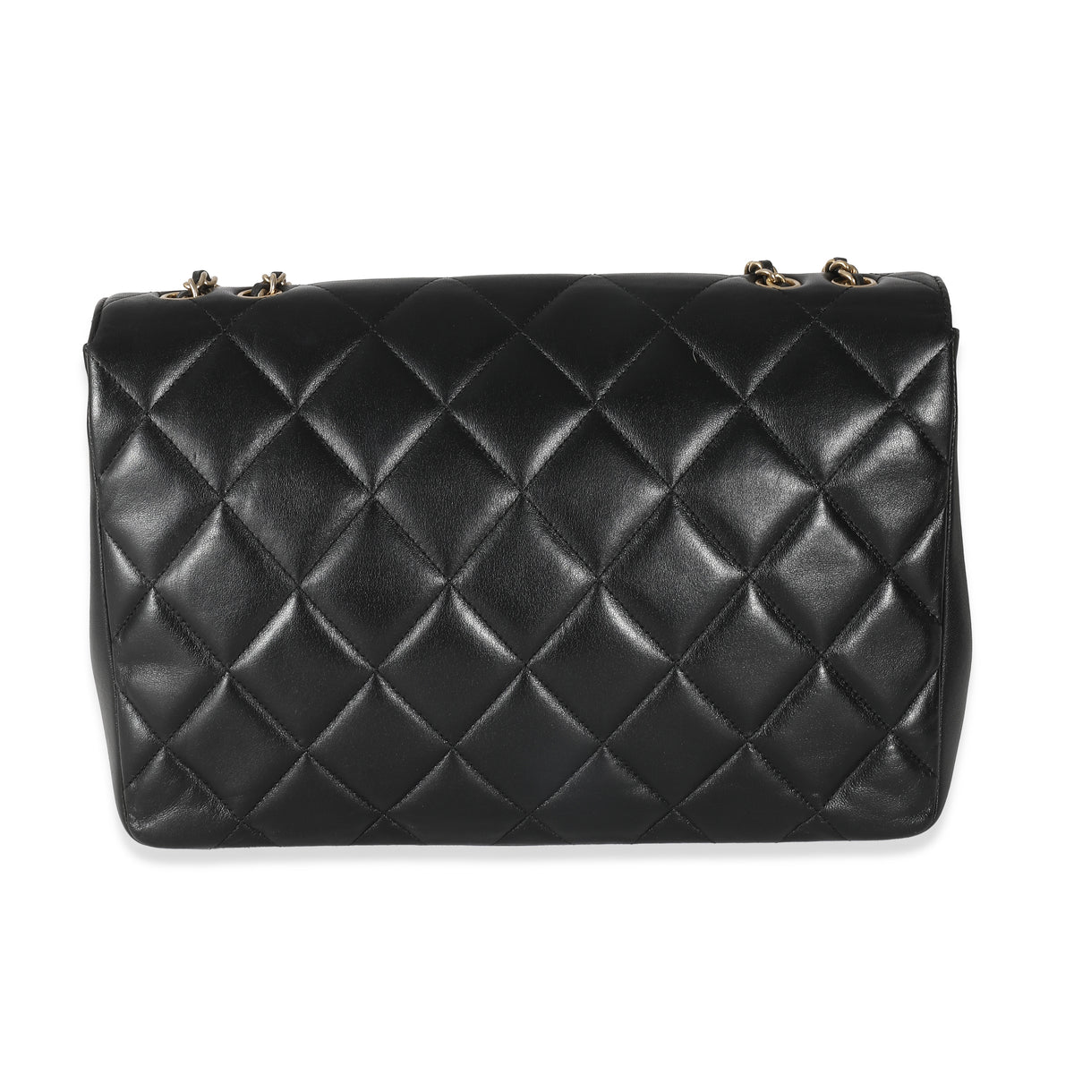 Chanel Black Diamond Quilted CC Medium Flap Bag Handbag box