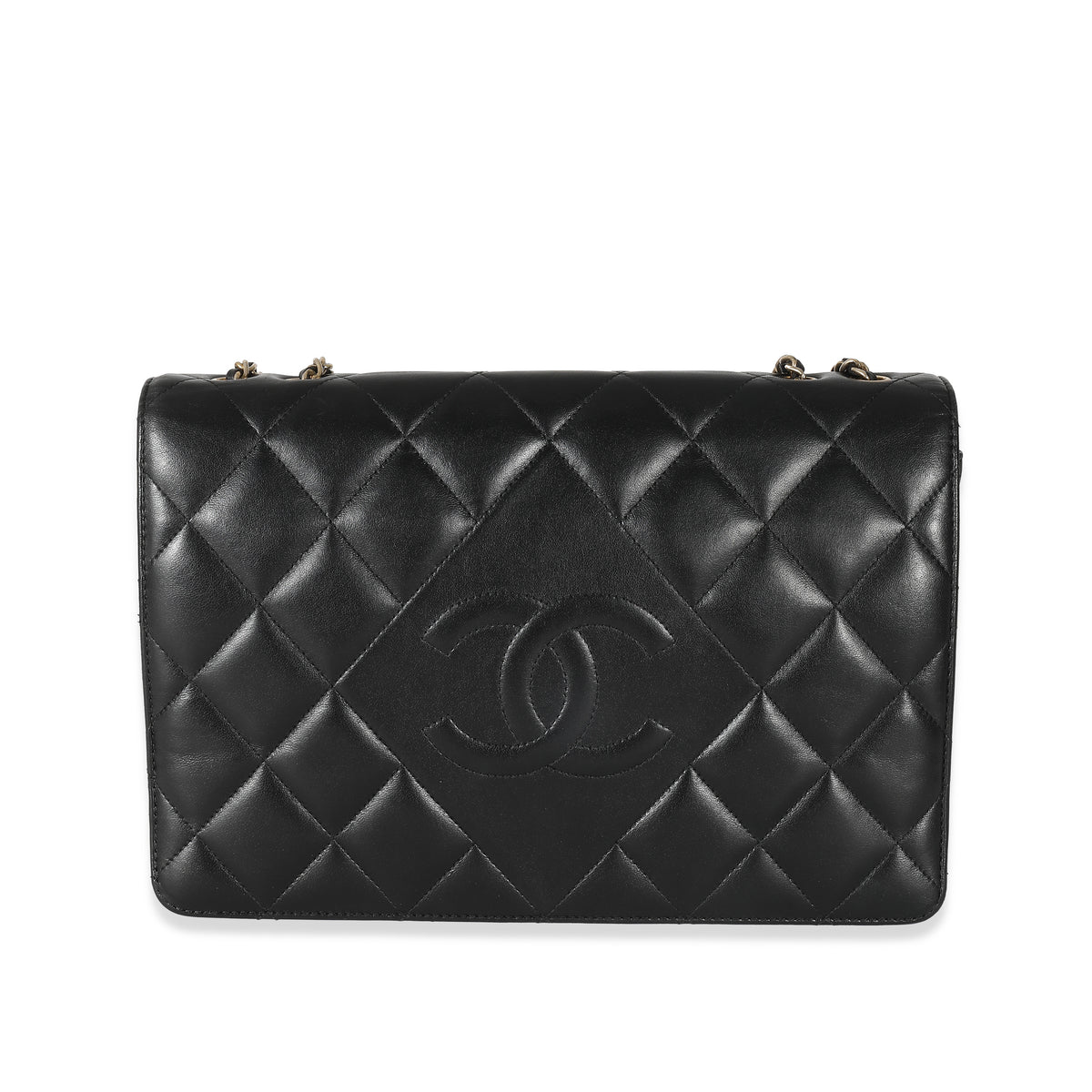 Chanel Black Diamond Quilted CC Medium Flap Bag Handbag fv