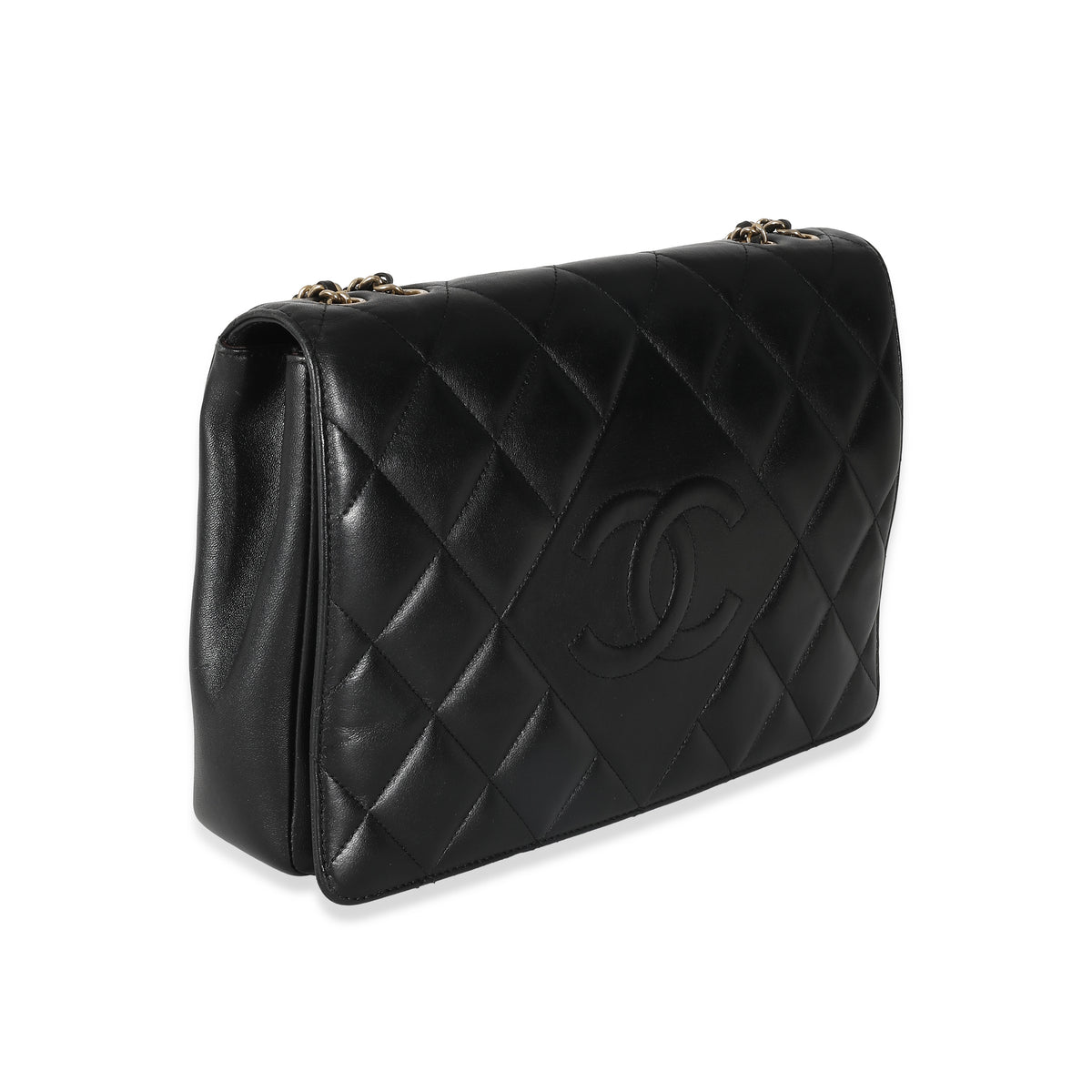 Chanel Black Diamond Quilted CC Medium Flap Bag Handbag pv